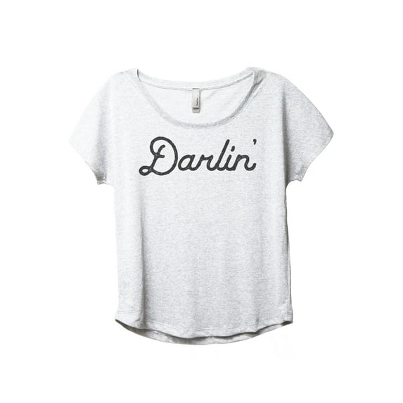 Darlin' Women's Fashion Slouchy Dolman T-Shirt Tee Heather White Medium