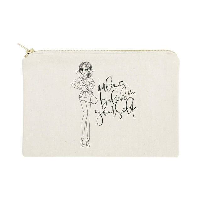 Darling, Believe in Yourself Cotton Canvas Cosmetic Bag