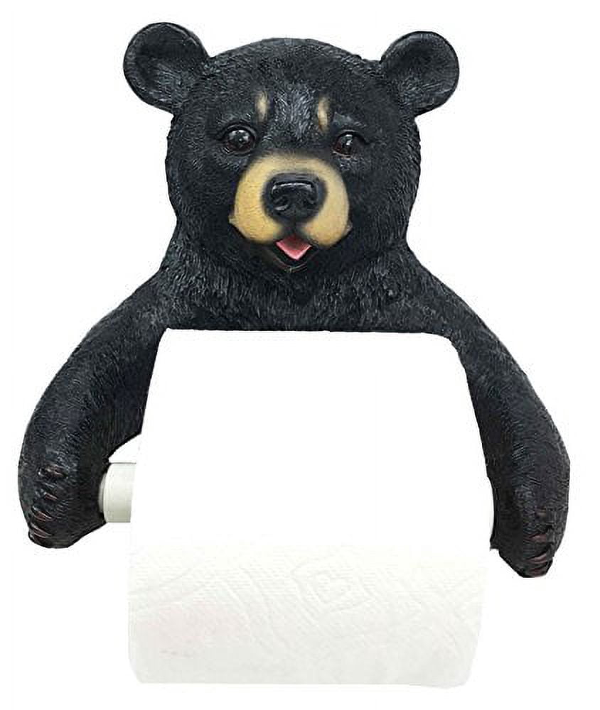 Darling Black Bear Toilet Paper Holder Bathroom Wall Decoration for Cozy Cabin and Hunting Lodge Decor Figurine