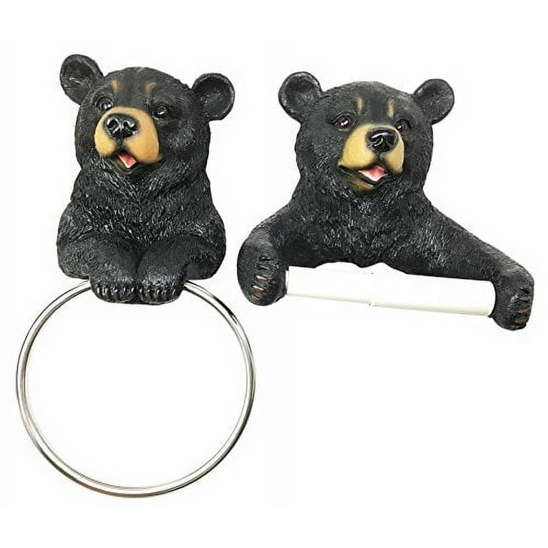 Darling Black Bear Toilet Paper and Hand Towel Holder Bathroom Wall  Decoration Sculpture for Cozy Cabin and Hunting Lodge Decor Matching  Figurine Set