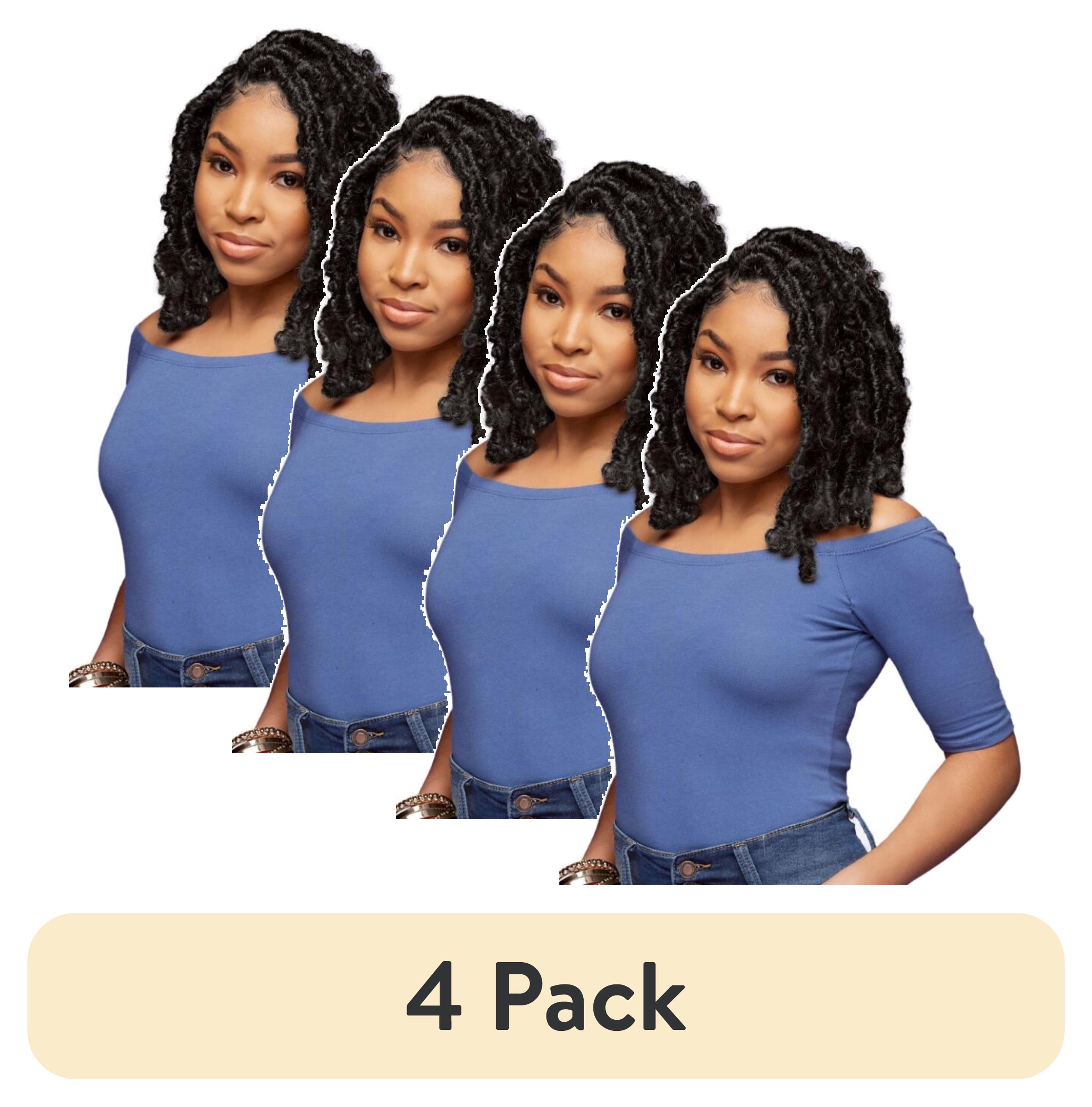 (4 pack) Darling Butterfly Locs Crochet Hair 2X Pack, 12 inch, 1B