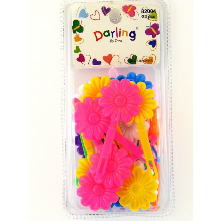 Darling By Tara Children s Self Hinge Plastic Flower Hair Barrettes Assorted Colors 32 Pcs