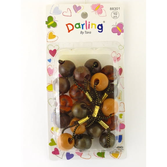 Darling By Tara Twinbead Metal 20 mm Ponytail Holders - Shades of Brown - 10 Pcs.