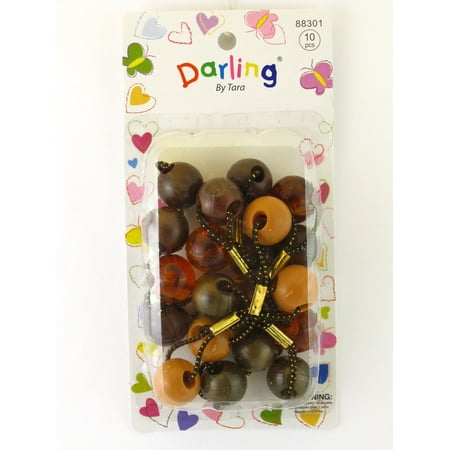 Darling By Tara Twinbead Metal Ponytail Holders - Shades of Brown - 10 Pcs.