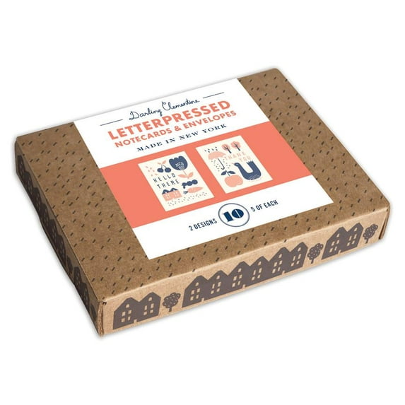 Darling Clementine Letterpressed Notecards & Envelopes (Postcard book or pack)