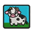 thumbnail image 1 of Darling Cow with Flower Applique Multi-Color Embroidered Hook & Loop Patch - 3.5 Inch Large, 1 of 5