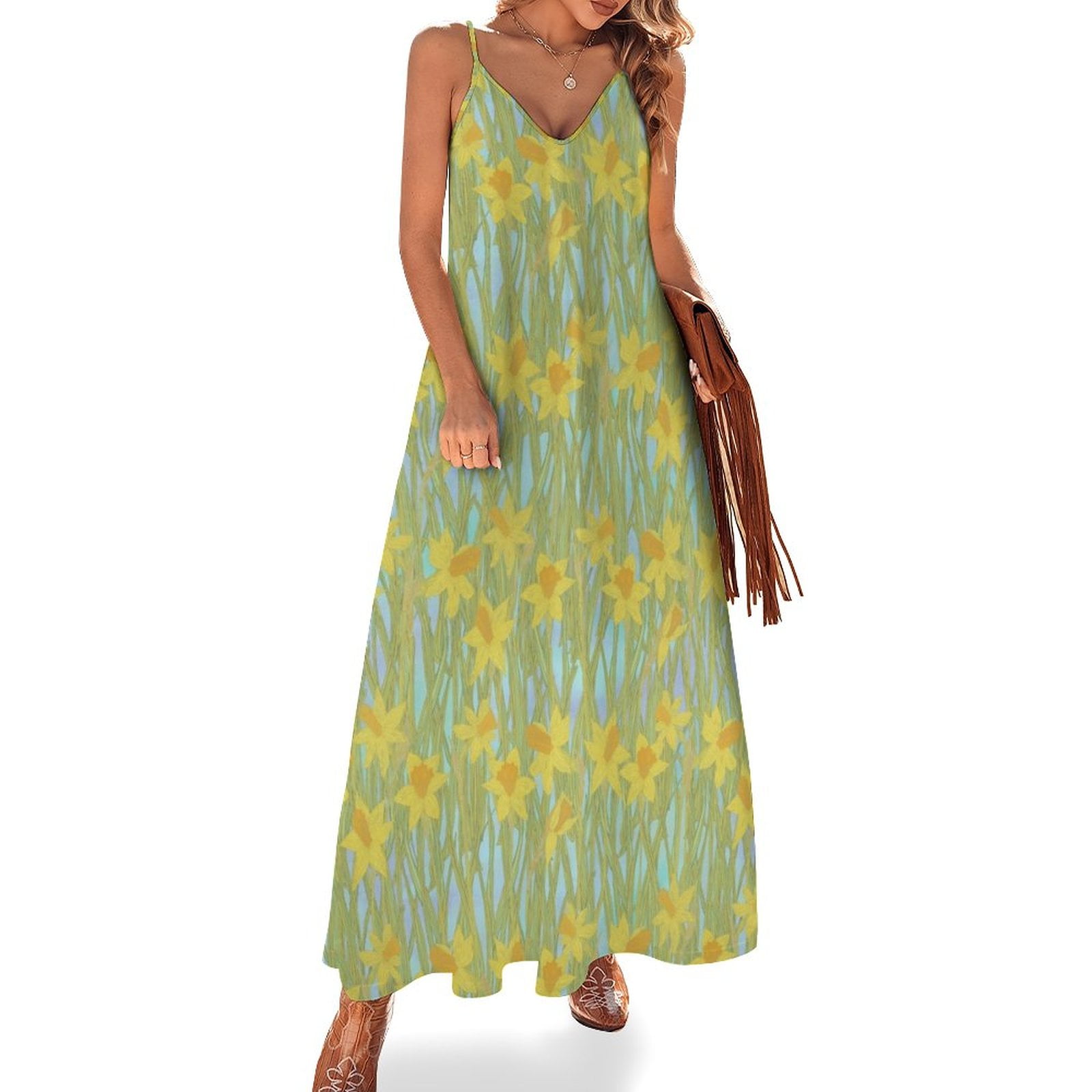 Darling Daffodils Sleeveless Dress summer woman dress luxury