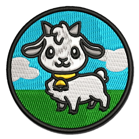 Darling Goat Farm Animal Applique Multi-Color Embroidered Iron-On Patch - 2.0 Inch Mini