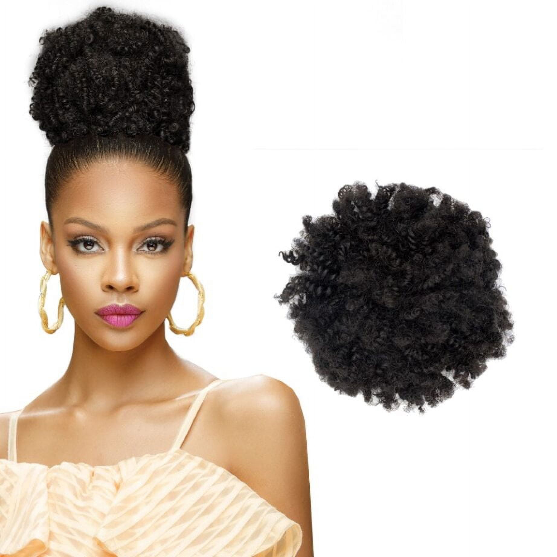 (2 pack) Darling Kinky Curly Afro Puff Drawstring Ponytail, 1B