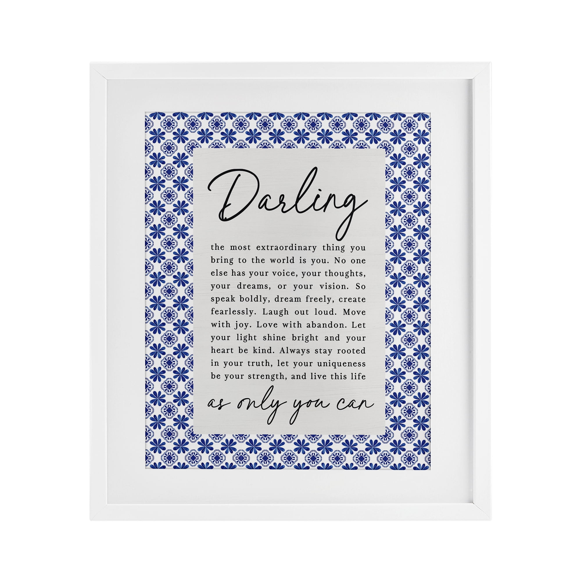 Darling Only You Can Inspiring White Framed Print Under Glass, design by Lettered and Lined