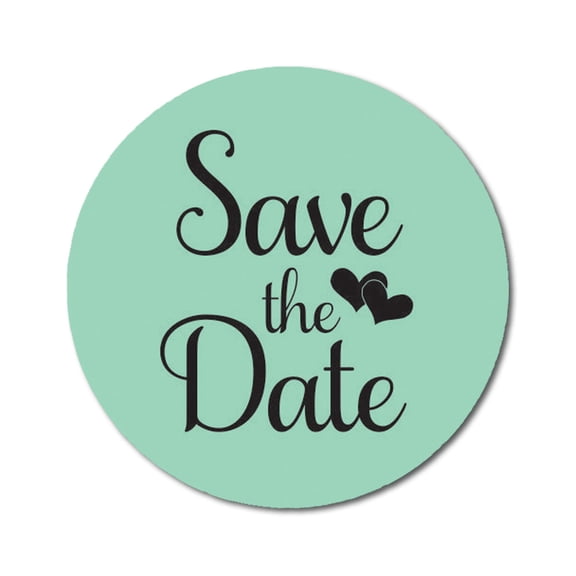 Darling Souvenir 1.6 Inches Round DIY Mint Green Heart Calligraphy Save The Date Label Stickers-45 Pcs
