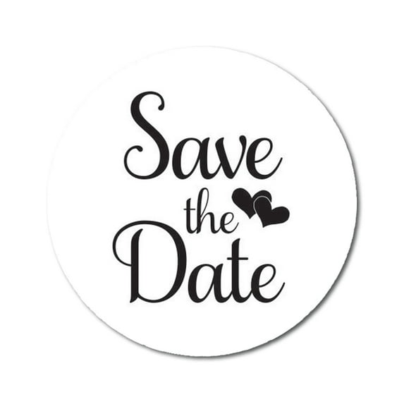 Darling Souvenir 1.6 Inches Round DIY White Heart Calligraphy Save The Date Label Stickers-45 Pcs