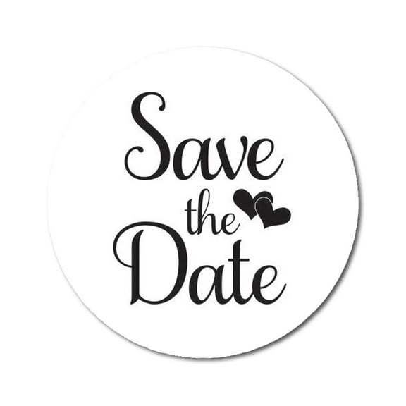 Darling Souvenir 1.6 Inches Round DIY White Heart Calligraphy Save The Date Label Stickers-45 Pcs