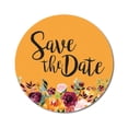 thumbnail image 1 of Darling Souvenir 1.6 Inches Round Non Custom Botanical Floral Border Orange Save The Date Stickers-45 Pcs, 1 of 4