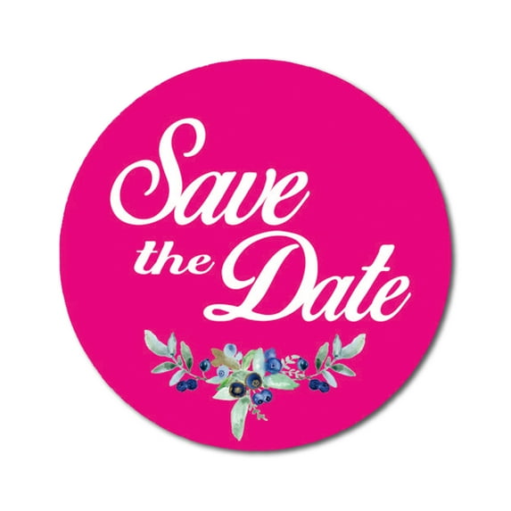 Darling Souvenir 1.6 Inches Round Pink Botanical Floral Save The Date Stickers Wedding Seal-45 Pcs