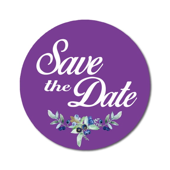 Darling Souvenir 1.6 Inches Round Violet Botanical Floral Save The Date Stickers Wedding Seal-45 Pcs
