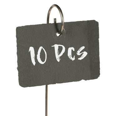 Darling Souvenir 10 Pcs Garden Marker Sign Reusable Labels Rough Natural Slate Hanging Tags Weatherproof Stainless Steel Rod For Flower Beds Plant Nursery Pots