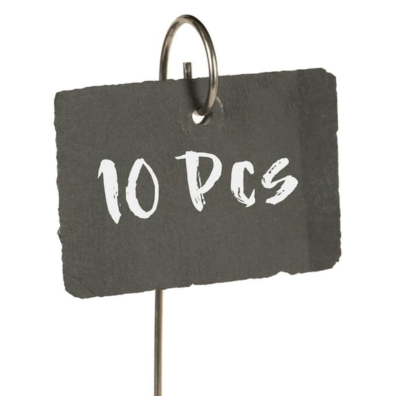 Darling Souvenir 10 Pcs Garden Marker Sign Reusable Labels Rough Natural Slate Hanging Tags Weatherproof Stainless Steel Rod For Flower Beds Plant Nursery Pots