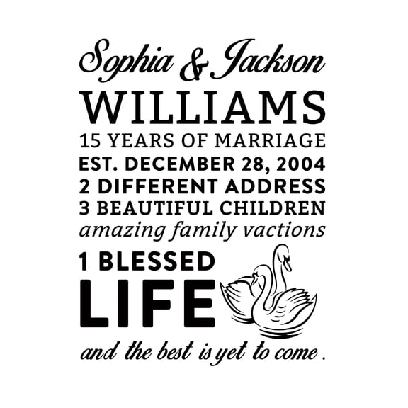 Darling Souvenir 15th Wedding Anniversary Burlap Print Wall Decor Personalized Parrents Gift-Burlap Print Only(8 x 10 Inches)