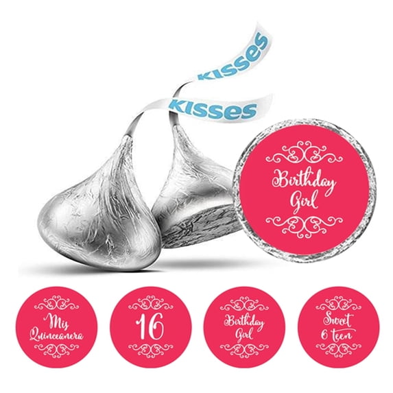 Darling Souvenir 16 Birthday Quinceanera Stickers 190 Pcs chocolate Candy Labels-Dark Peach