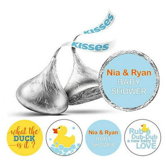 Darling Souvenir 190-Pack Baby Shower Customized Stickers chocolate Candy Labels-Light Blue & Yellow