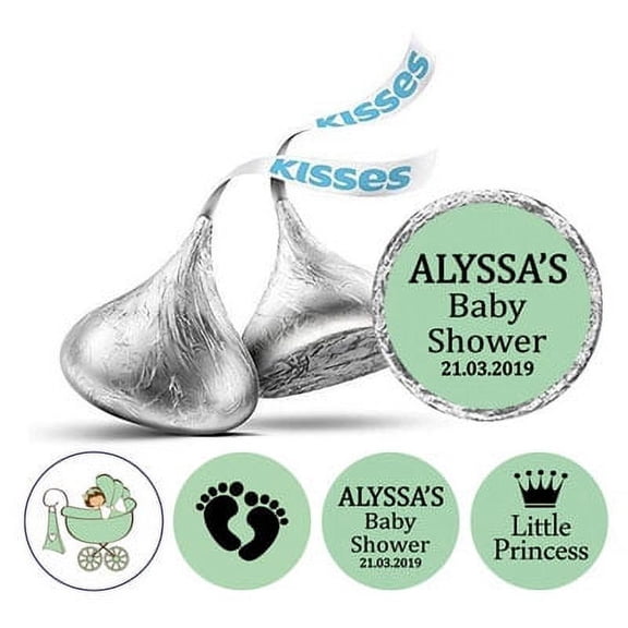 Darling Souvenir 190-Pack for Little Princess Custom Stickers chocolate Candy Labels-Mint