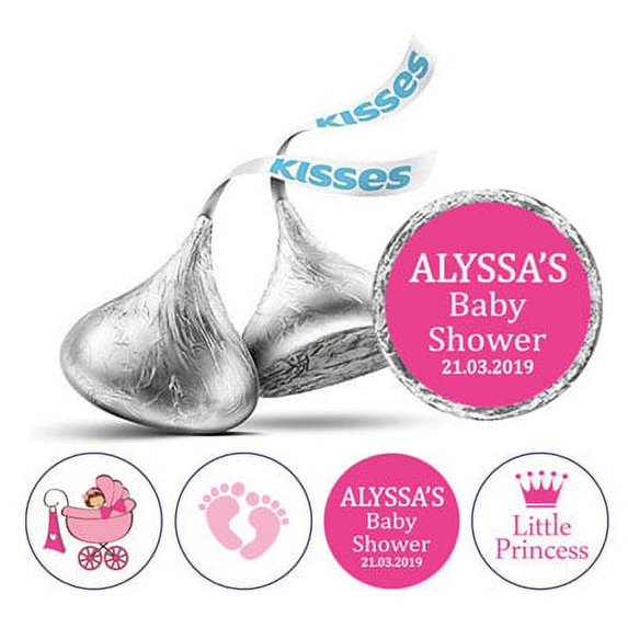 Darling Souvenir Pink & White 190 Pieces Baby Shower Favor Stickers - Mini Candy Stickers & Chocolate Wrapper Labels for Party Favors & Decorations