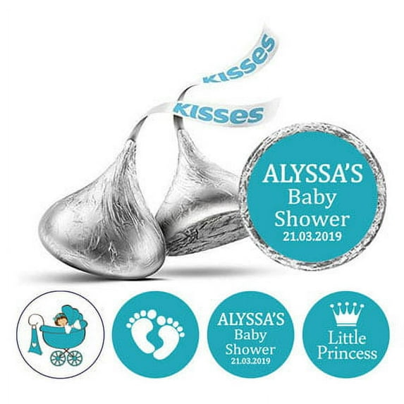 Darling Souvenir 190-Pack for Little Princess Custom Stickers chocolate Candy Labels-Turquoise Blue