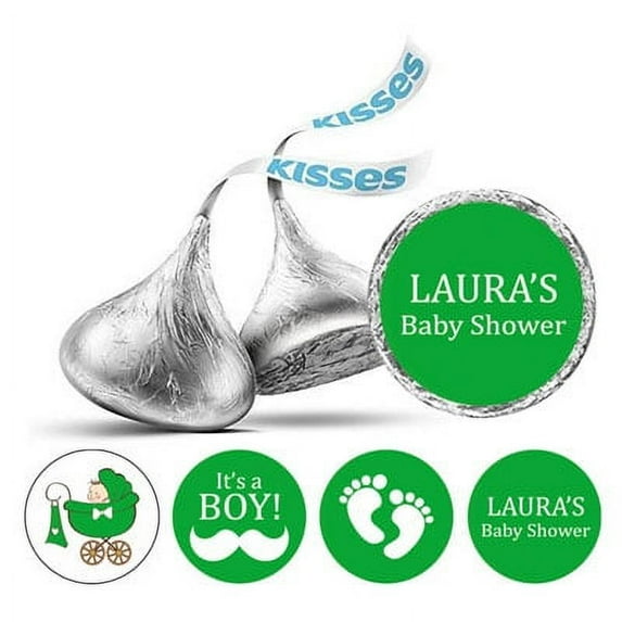 Darling Souvenir 190 Pcs Baby Boy Shower Custom Stickers chocolate DIY Candy Favor-Green