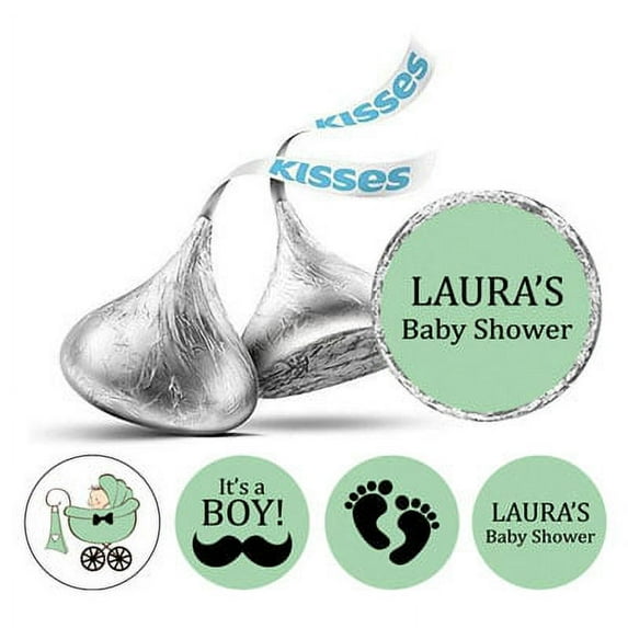 Darling Souvenir 190 Pcs Baby Boy Shower Custom Stickers chocolate DIY Candy Favor-Mint