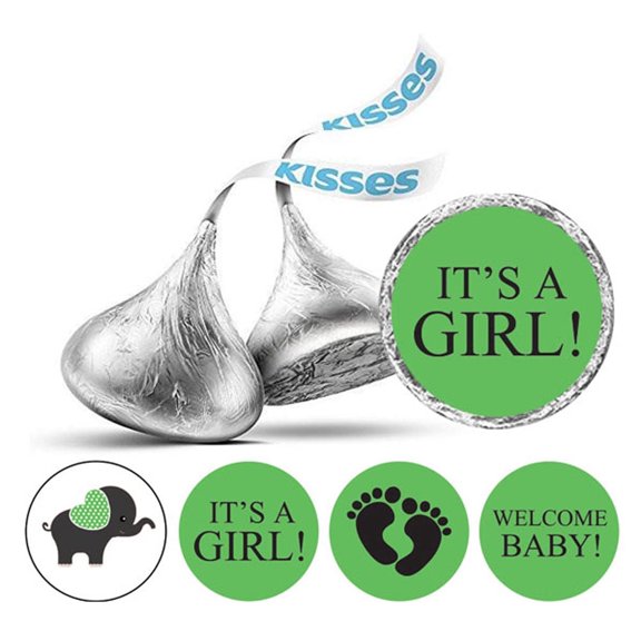 Darling Souvenir Green 190 Pieces Baby Shower Favor Stickers - Mini Candy Stickers & Chocolate Wrapper Labels for Party Favors & Decorations