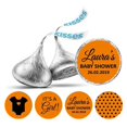 thumbnail image 1 of Darling Souvenir 190 Pieces Orange Baby Shower Favor Stickers - Chocolate Candy Label Wrappers for Newborn Party, Mini Seals & Decor, 1 of 2