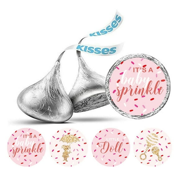 Darling Souvenir Pink 190 Pieces Baby Shower Favor Stickers - Mini Candy Stickers & Chocolate Wrapper Labels for Party Favors & Decorations