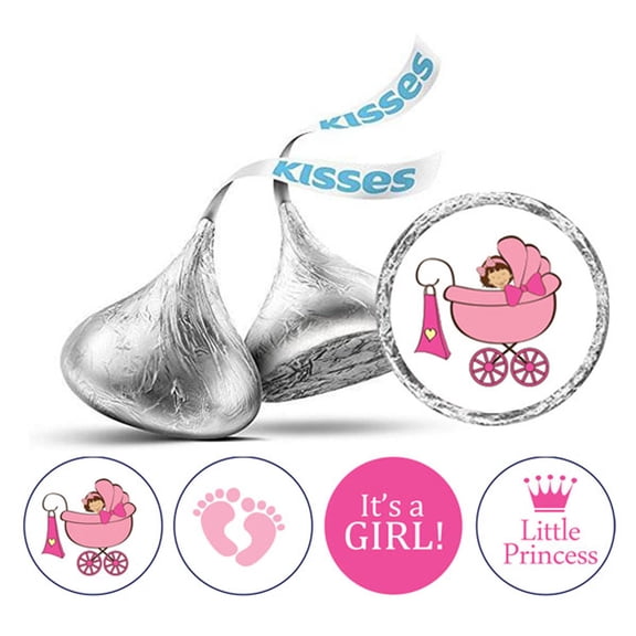 Darling Souvenir 190 Pcs DIY Candy Chocolate Labels Its A Girl Theme Stickers-Pink