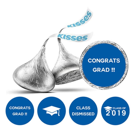 Darling Souvenir 190 Pcs DIY Graduation Theme Stickers for Candy Chocolate Labels-Blue