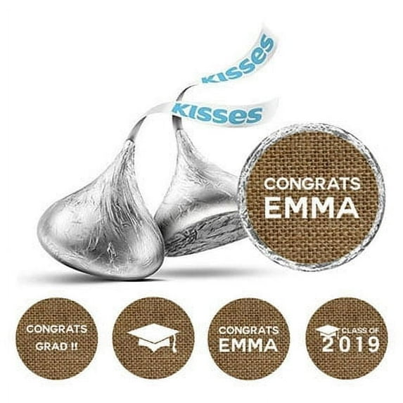 Darling Souvenir 190 Pcs Graduation Theme Custom Stickers chocolate stickers DIY Candy Favor-Brown(Burlap)