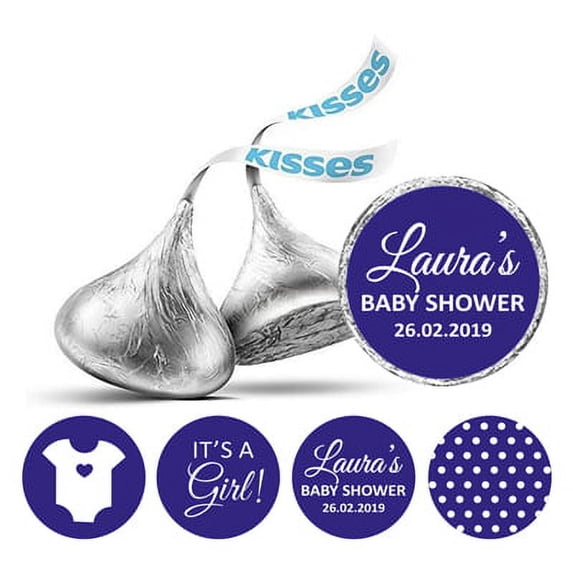 Darling Souvenir 190 Pcs Its A Girl Theme Custom Stickers for chocolate Candy Labels-Blue