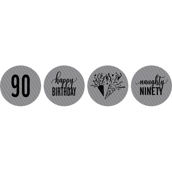 Darling Souvenir 190 Pcs Naughty Ninety Birthday Theme Stickers chocolate Labels-Gray