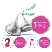 Darling Souvenir 190 Pcs Princess 6th Birthday Custom Stickers chocolate Candy Labels-Fuchsia Pink