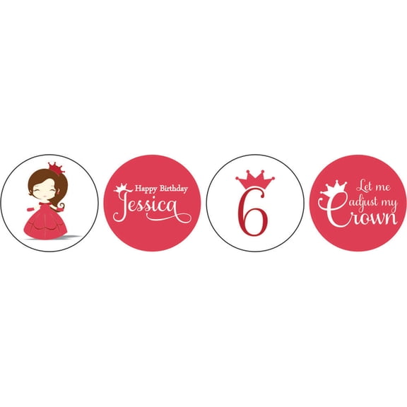 Darling Souvenir 190 Pcs Princess 6th Birthday Custom Stickers chocolate Candy Labels-Pink