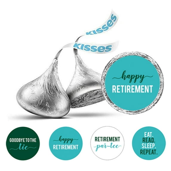 Darling Souvenir 190 Pcs Retirement Party Theme Stickers for chocolate Candy Labels-Turquoise Blue & Green