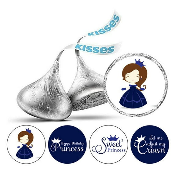 Darling Souvenir 190 Pcs Sweet Princess Birthday Theme Stickers chocolate Labels-Navy Blue