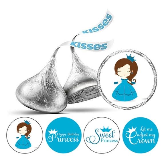 Darling Souvenir 190 Pcs Sweet Princess Birthday Theme Stickers chocolate Labels-Turquoise Blue
