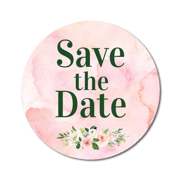 Darling Souvenir 45 Pcs DIY Round Floral Personalized Save The Date Stickers-1.6 Inches