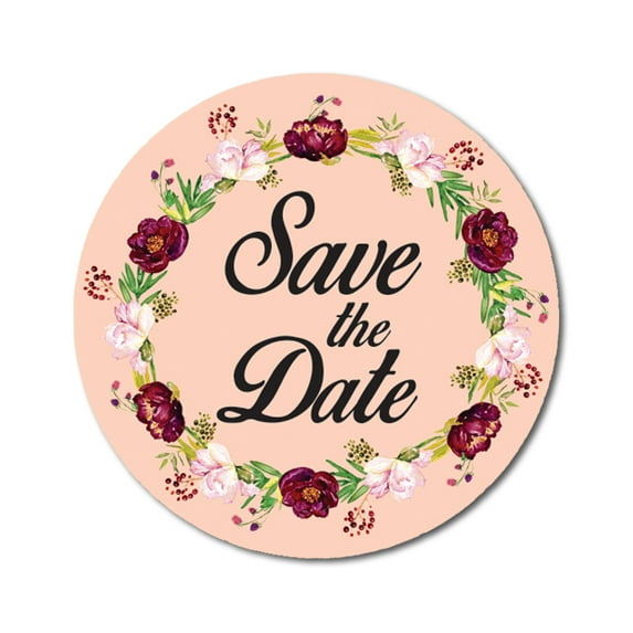 Darling Souvenir 45 Pcs Floral Wreath Pale Pink Round Save The Date Stickers Envelope Seals-1.6 Inches