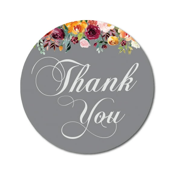 Darling Souvenir 45 Pcs Gray Round Floral & Anchor Thank You Stickers DIY Envelope Seals-1.6 Inches