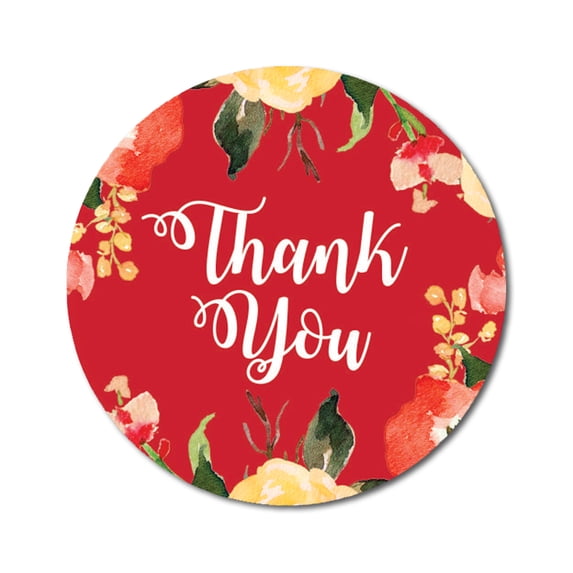 Darling Souvenir 45 Pcs Round Floral Border Red Thank You Stickers Wedding Envelope Seal-1.6 Inches