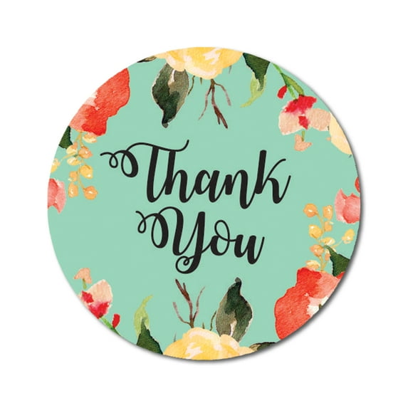 Darling Souvenir 45 Pcs Round Floral Border Sea Green Thank You Stickers Wedding Envelope Seal-1.6 Inches