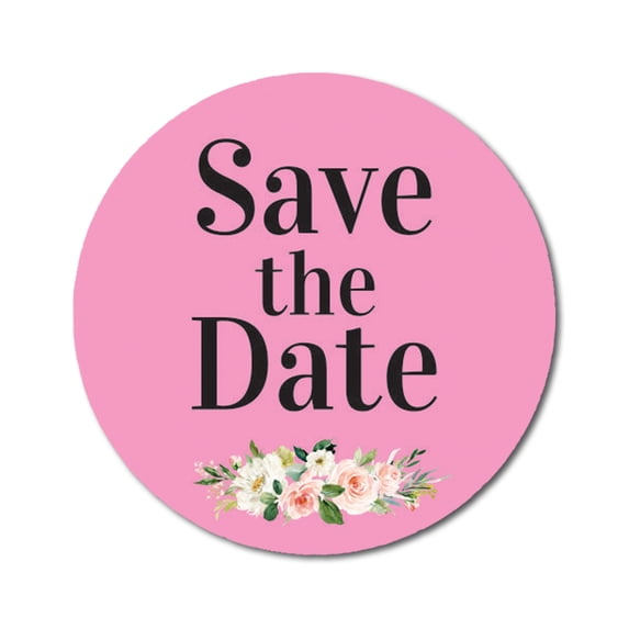 Darling Souvenir 45 Pcs Round Light Pink Rose & Peony Floral Save The Date Wedding Stickers-1.6 Inches