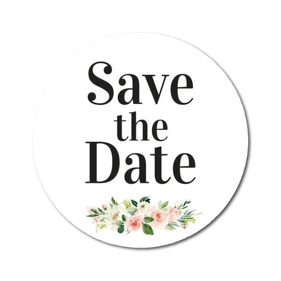 Darling Souvenir 45 Pcs Round White Rose & Peony Floral Save The Date Wedding Stickers-1.6 Inches